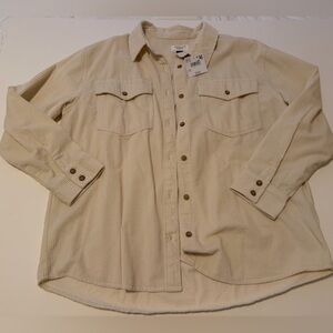 American Eagle Cream Corduroy Button Down Shirt Size Medium NWT
